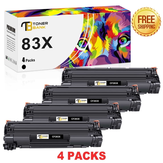 Toner Bank 4-Pack Compatible Toner for HP CF283X 83X Pro MFP M127fw M125nw M201dw M225dw M125a M127fn Printer 4 * Black