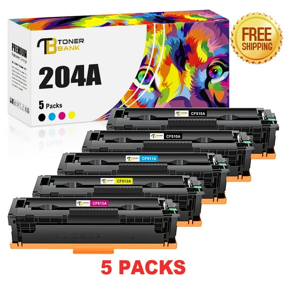 Toner Bank 5-Pack Compatible Toner Replacement for HP CF510A CF511A CF512A CF513A Color LaserJet Pro-M154a M154nw MFP-M180n M180nw M181f Printer Ink 2x Black, Cyan, Magenta, Yellow