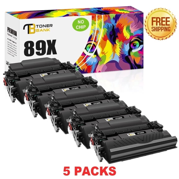 5-Pack 89X 89A Toner Cartridge No Chip Compatible for CF289X 89X LaserJet Enterprise MFP-M528dn M528f Flow MFP-M528c M528z M507x M507n M507dn Printer Ink Black