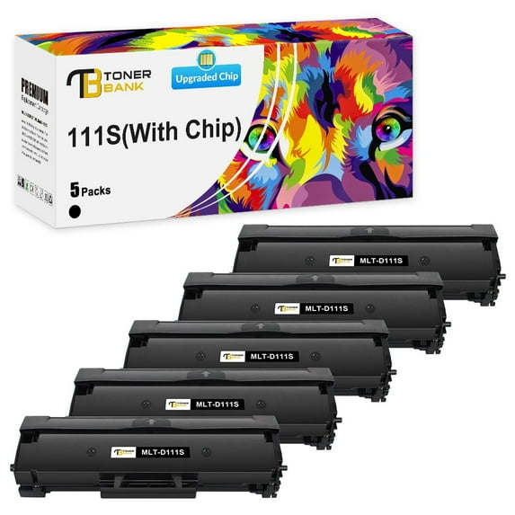 Toner Bank 5-Pack Compatible Toner Cartridge with-Chip for Samsung MLT-D111S Xpress SL-M2020 M2020W M2022W M2024 M2070W M2070F M2070FW M2026W (Black)