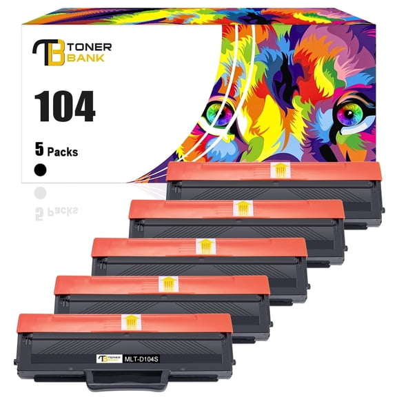 Toner Bank 5-Pack Toner Compatible for Samsung MLT-D104S ML-1910 1911 1915 2525 2545 (Black)