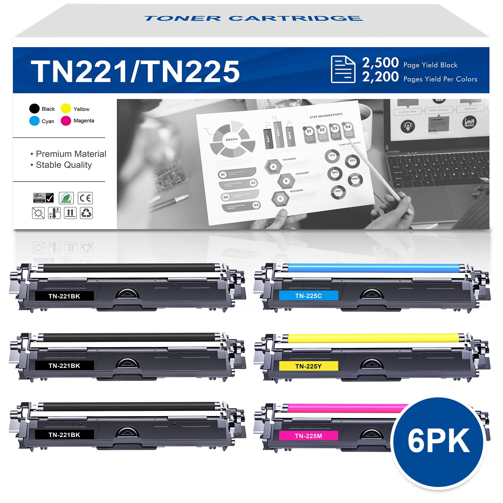 Bubprint TN241 TN245 4 Toner kompatibel als Ersatz für