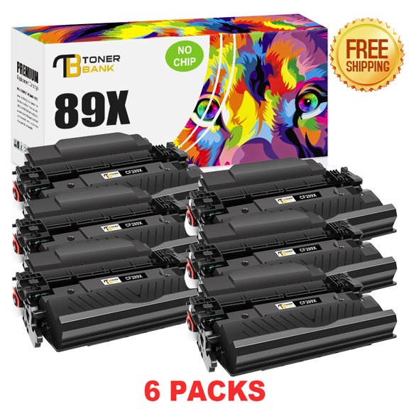Toner Bank 6-Pack Compatible Toner Cartridge No Chip for HP CF289X 89X LaserJet Enterprise MFP-M528dn M528f Flow MFP-M528c M528z M507x M507n M507dn Printer Cartridge Black
