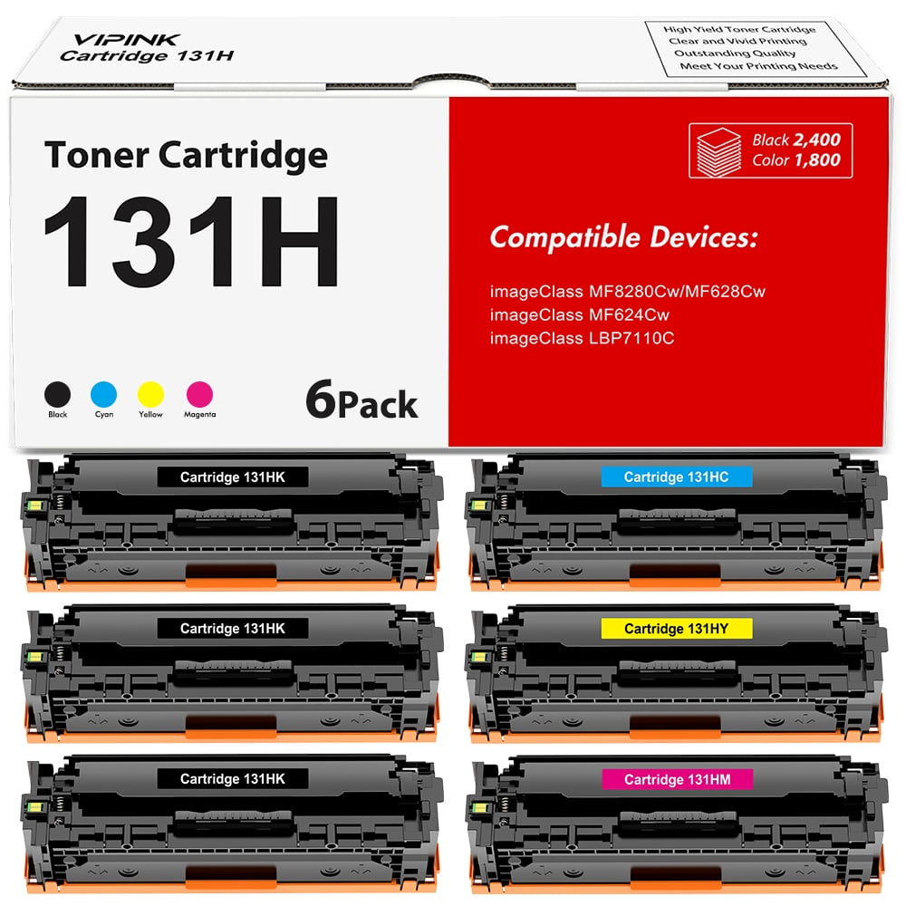131 Toner Cartridge Bundle CRG-131  4-Pack, Black, Cyan, Magenta, Yellow  Replacement For Canon Toner Cartridge 131 To Use With ImageClass MF8280Cw Mf624cw Mf628cw Lbp