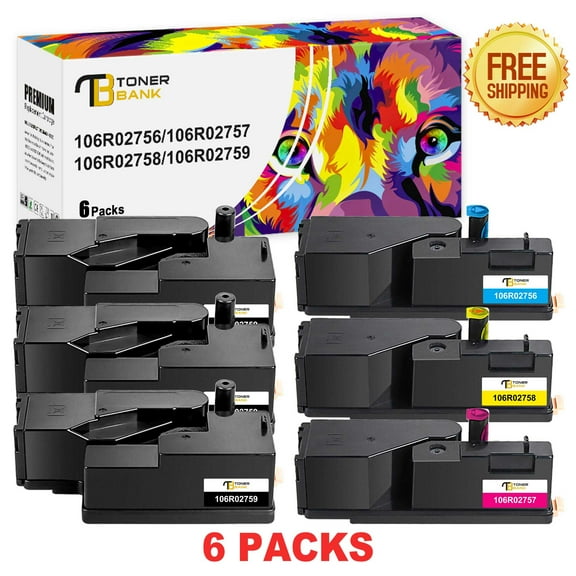 Toner Bank Compatible Toner Cartridge Replacement for Xerox 106R02759 106R02756 106R02757 106R02758 High Yield (3 * Black, Cyan, Magenta, Yellow, 6-Pack)