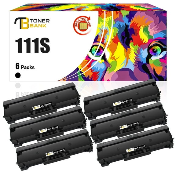 Toner Bank 6-Pack Compatible Toner Cartridge for Samsung MLT-D111S 111S MLTD111S SL-M2077 M2022 M2022W M2026 M2078FW M2020W M2070W M2078FW M2022W M2074FW Printer Ink 6 * Black
