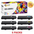 thumbnail image 1 of Toner Bank 6-Pack Toner Cartridge Compatible for Dell 593-BBBU 593-BBBT 593-BBBS 593-BBBR Color Laser Printer C2660dn C2665dnf Printer Replacement Toner Ink 3x Black, Cyan, Magenta, Yellow, 1 of 7