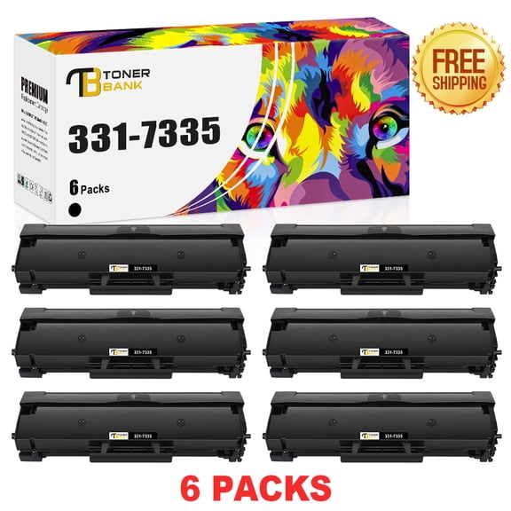 Toner Bank 6-Pack Toner Compatible for Dell 331-7335 B1160W B1160 Work with YK1PM HF44N HF442 B1163W B1165NFW, Black