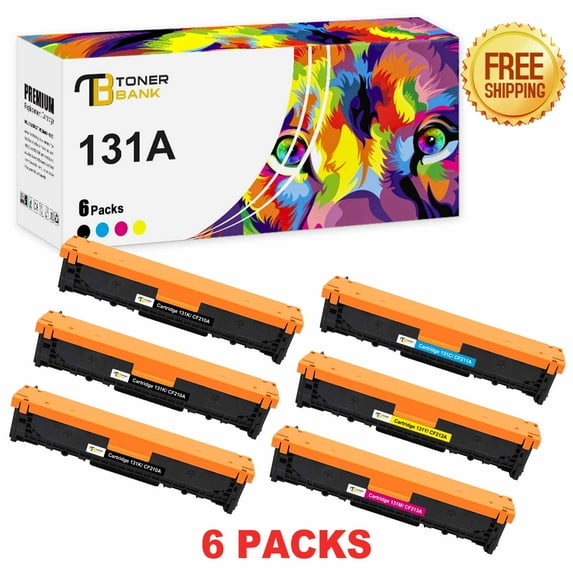 Toner Bank 6-Pack Compatible Toner for HP 131A CF210A Pro 200 Color M251nw M251n MFP M276nw M276n 3 * Black, Cyan, Magenta, Yellow