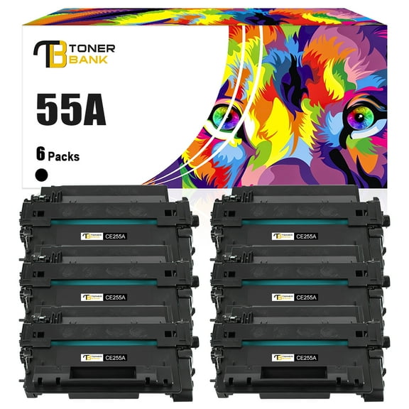 Toner Bank 6-Pack Compatible Toner for HP CE255A 55A LaserJet Enterprise P3015D LaserJet Pro 500 MFP M521dn 6 * Black