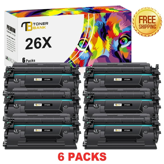 Toner Bank 6-Pack Compatible Toner for HP CF226X 26X M402n M402dw M426fdw M426fdn M426dw (Black)