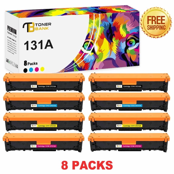 Toner Bank 8-Pack Compatible Toner for HP 131A CF210A Pro 200 Color M251nw M251n MFP M276nw M276n 2 * Black, 2 * Cyan, 2 * Magenta, 2 * Yellow