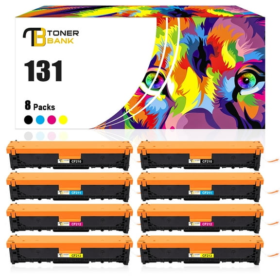 Toner Bank 8-Pack Compatible Toner for HP CF210X 131A Pro 200 Color Printer M251nw, MFP M276nw - 2 Yellow,2 Red,2 Bule,2 Black (8-pack)