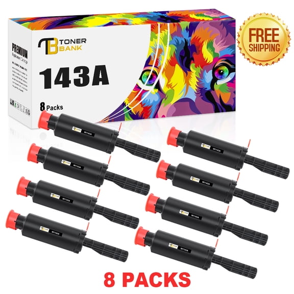 Toner Bank 8-Pack Compatible Toner for HP W1143A 143A Neverstop Laser MFP 1202w Neverstop Laser 1001nw Printer Ink (Black)