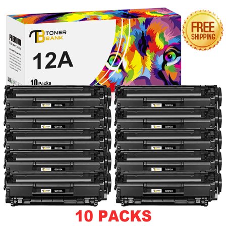 Toner Bank Compatible 12A Toner for HP 12A Q2612A 1020 LaserJet 1022 3015 1010 1012 1020 3020 3055 M1005MFP M1319MFP Printer Ink (Black, 10-Pack)