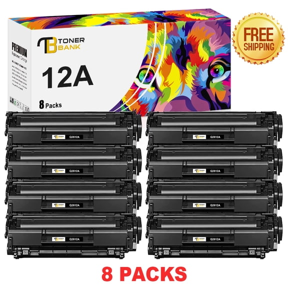 Toner Bank Compatible 12A Toner for HP 12A Q2612A 1022 LaserJet 1010 1012 1020 1022 3015 3020 M1005MFP M1319MFP Printer Ink (Black, 8-Pack)