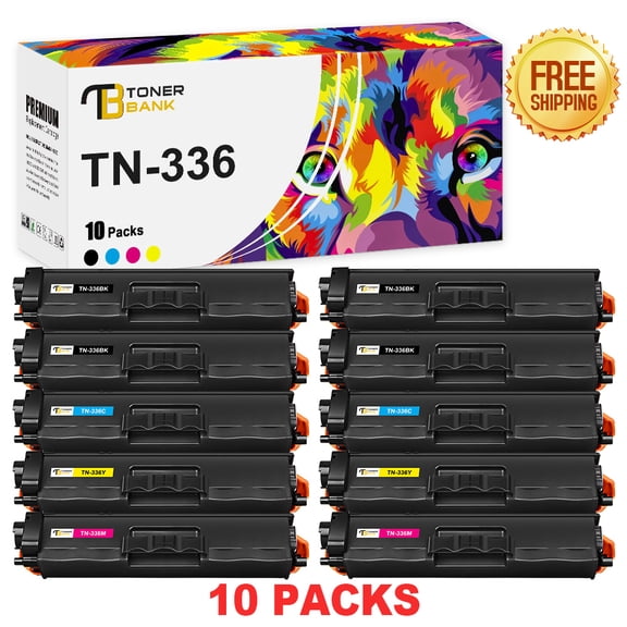 Toner Bank Compatible Toner Cartridge Replacement for Brother TN 336 TN-336BK TN-336C TN-336M TN-336Y High Yield (4 * Black, 2 * Cyan, 2 * Magenta, 2 * Yellow, 10-Pack)
