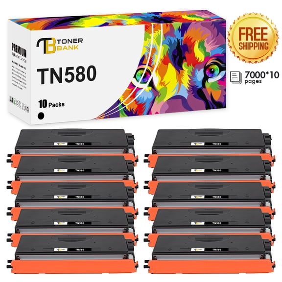 Toner Bank Compatible Toner Cartridge Replacement for Brother TN580 Work with HL-5240 HL-5250DN HL-5340D HL-5370DW DCP-8060 DCP-8065DN MFC-8660DN High Yield Printer Ink (Black, 10-Pack)