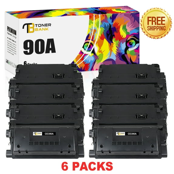 Toner Bank Compatible Toner Cartridge Replacement for HP 90A CE390A High Yield LaserJet Enterprise 600 M602 M601 M4555 M602dn M602n M602x M603dn M603n M4555f M4555h Printer (Black, 6-Pack)