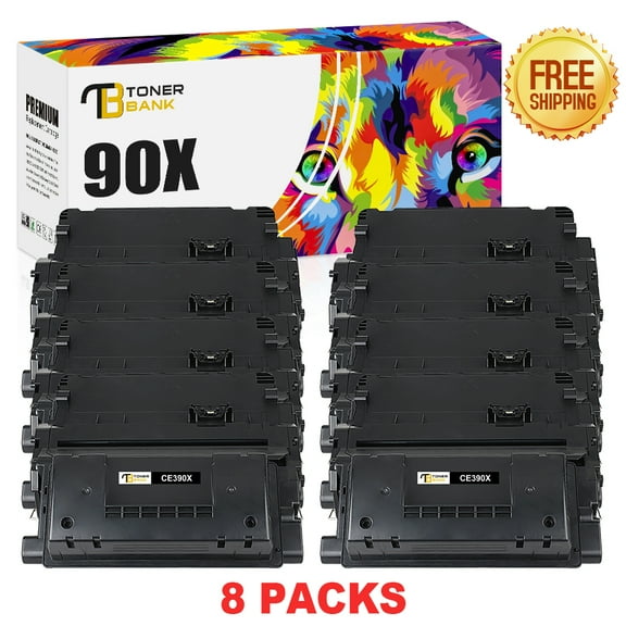 Toner Bank Compatible Toner Cartridge Replacement for HP 90X CE390X 90A High Yield LaserJet Enterprise 600 M602 M601 M4555 M602dn M602n M602x M603dn M603n M4555f M4555h Printer (Black, 8-Pack)