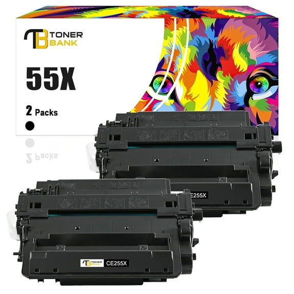 Toner Bank Compatible Toner Cartridge Replacement for HP CE255X LaserJet P3011 Enterprise P3015Dn P3015x P3016 MFP-M525f M525dn flow MFP M525c M521dn M521dw Black 2-Pack