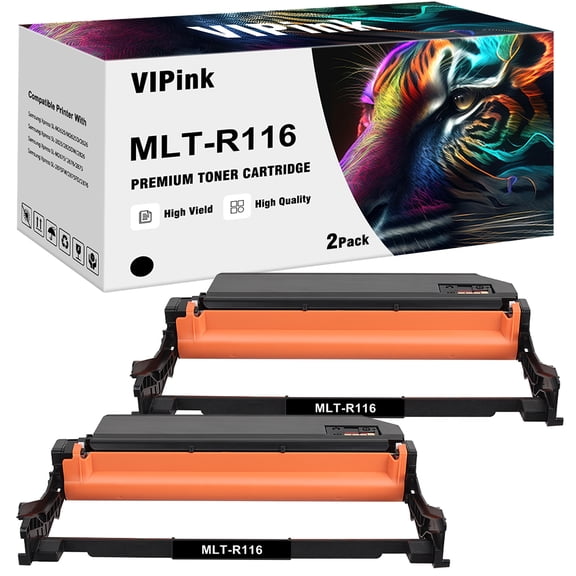 VIPink Compatible Drum Unit Replacement for Samsung MLT-R116 High Yield (Black, 2-Pack)