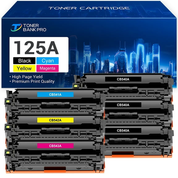125A Toner Cartridges Compatible for HP 125A 125 A CB540A HP Color Laserjet MFP CP1518ni CM1312nfi CP1215 CM1312 MFP CP1515n CP1518 CP1515 Series Pritner 3BK/C/Y/M 6PK