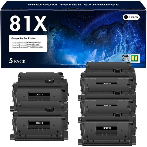 81X Toner Cartridge Compatible Jumbo Toner Cartridge Replacementr for HP 81X CF281X 81A CF281A High Yield (Black, 5-Pack)