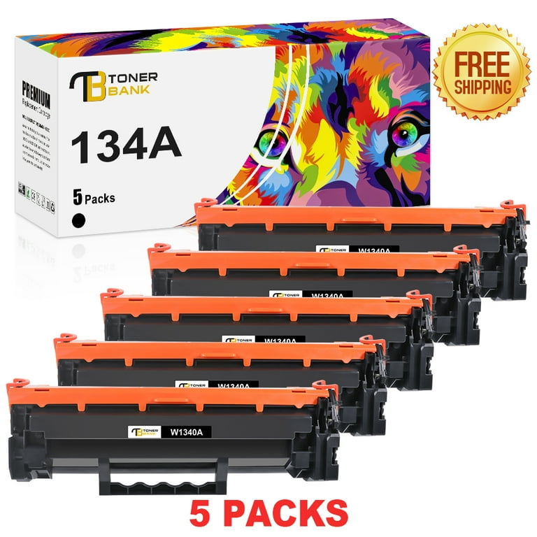 Toner Bank Compatible Toner Cartridge (NO CHIP) for HP 134A W1340A 134X  W1340X High Yield (Black, 5-Pack)