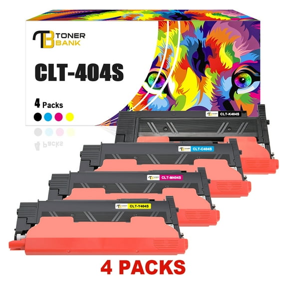 Toner Bank Compatible Toner Cartridge Replacement for Samsung CLT-C404S CLT-K404S CLT-M404S CLT-Y404S C404S K404S M404S Y404S SL-C430 C430W C480 C432 C433 C482 C483 (Black Cyan Yellow Magenta, 4-Pack)