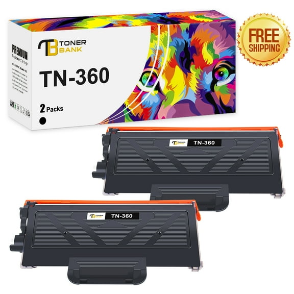 Toner Bank Compatible Toner Cartridge Replacement for Brother TN-360 TN360 High Yield (Black, 2-Pack)