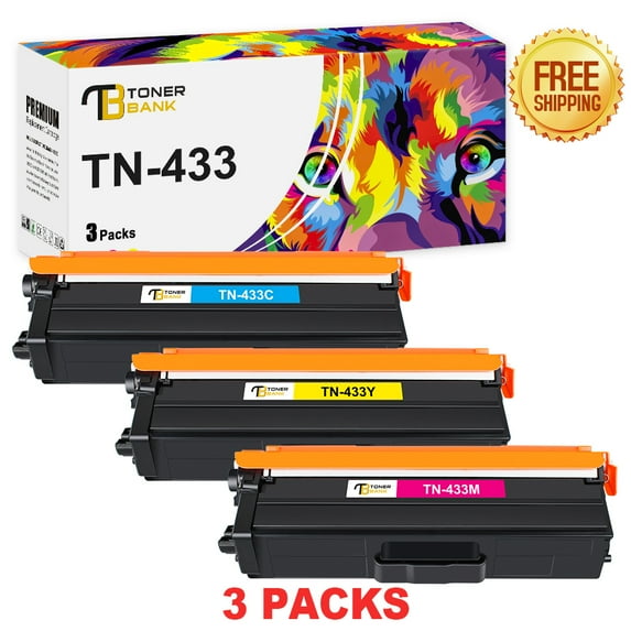 Toner Bank Compatible Toner Cartridge Replacement for Brother TN 433 TN-433C TN-433M TN-433Y High Yield (Cyan, Magenta, Yellow, 3-Pack)