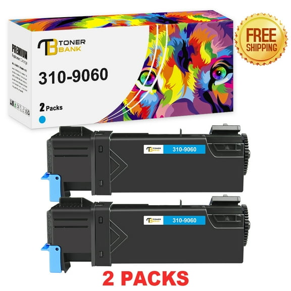 Toner Bank Compatible Toner Cartridge Replacement for Dell 310-9060 Work with Color Laser Printer 1320 1320C 1320CN Printer Ink (Cyan, 2-Pack)