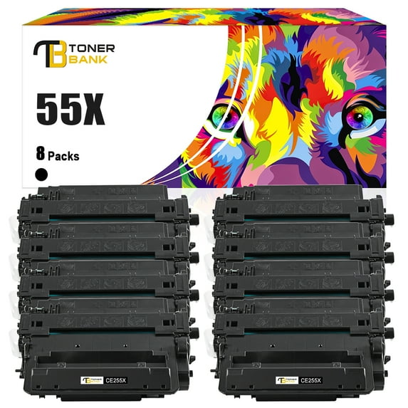 Toner Bank Compatible Toner Cartridge Replacement for HP 55X CE255X High Yield (Black, 8-Pack)