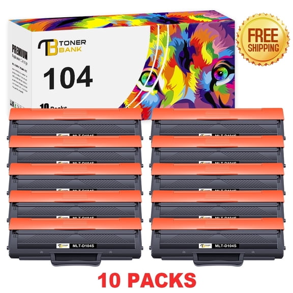 Toner Bank Toner Cartridge Compatible for Samsung MLT-D104S High Yield (Black, 10-Pack)