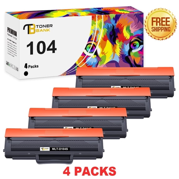 Toner Bank Toner Cartridge Compatible for Samsung MLT-D104S High Yield (Black, 4-Pack)