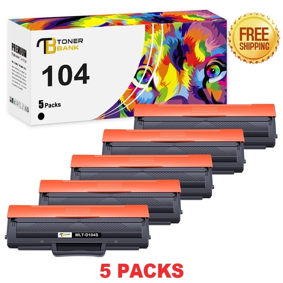 Toner Bank Toner Cartridge Compatible for Samsung MLT-D104S High Yield (Black, 5-Pack)