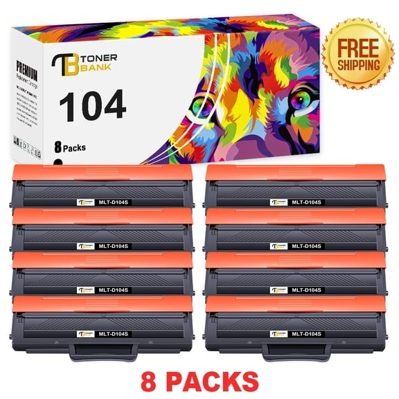 Toner Bank Toner Cartridge Compatible for Samsung MLT-D104S High Yield (Black, 8-Pack)