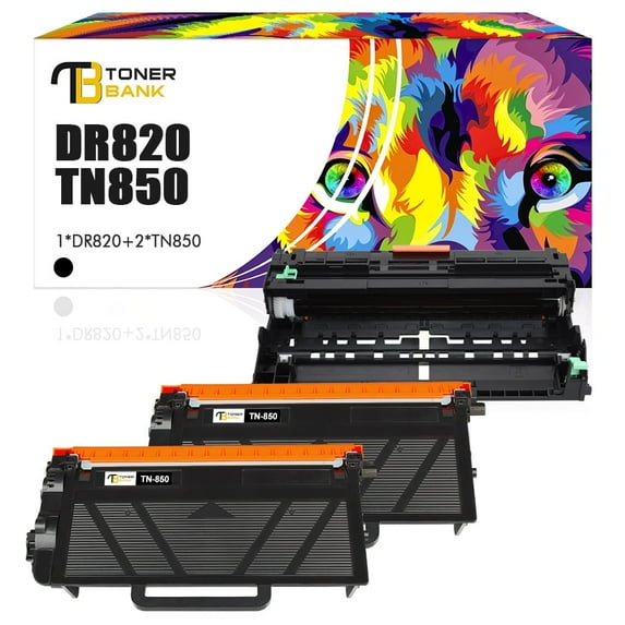 Toner Bank Compatible Toner Drum Unit Set for Brother DR-820 TN-850 DCP-L5500DN L5650DN HL-L5100DN L5200DWT L6200DWT L6250DW L6400DWT MFC-L5700DW (2 x TN-850 Toner + 1 x DR-820 Drum Unit)