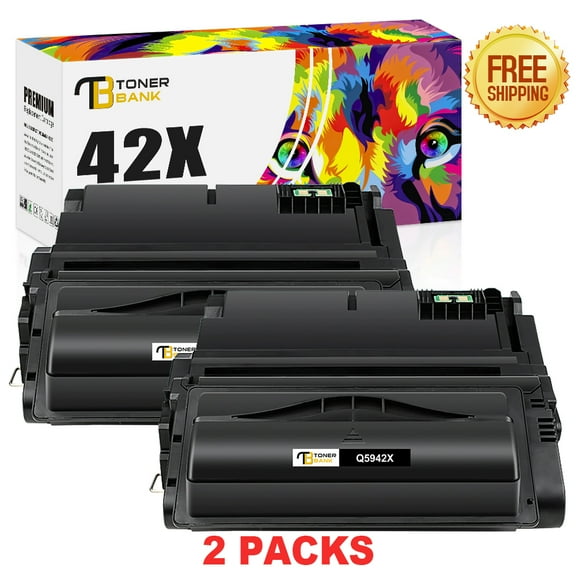Toner Bank Compatible Toner for HP 42X Q5942X Laserjet t4250 4200 4350 4300 4250N 4240 4350N 4250TN 4250DTN 4350DTN 4350TN Printer (Black, 2-Pack)