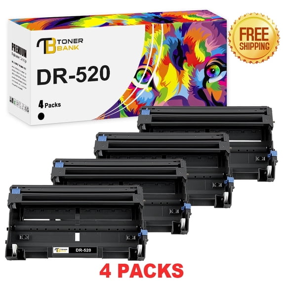 Toner Bank DR520 Drum Unit TN580 Compatible for Brother TN580 DR520 DR-520 DR520 High Yield 5350DN MFC-8660DN 8670DN 8860DN 8890DW (Black, 4-Pack)