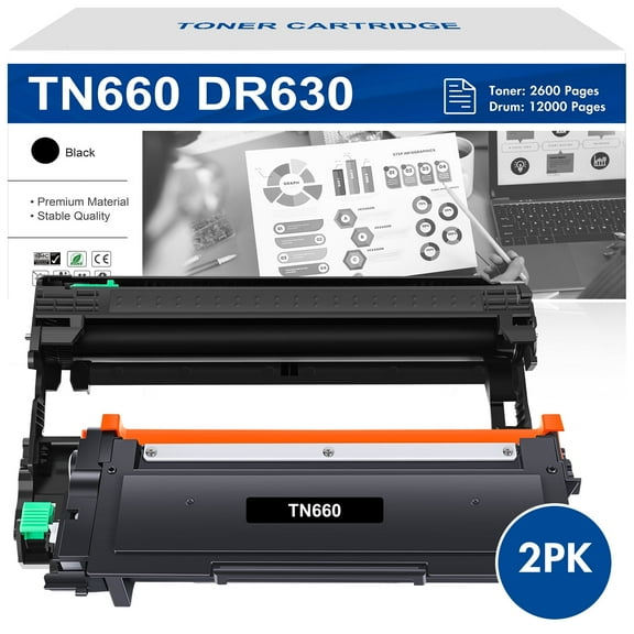 Toner Bank TN660 Toner Cartridge and DR630 Drum Unit Set Compatible for Brother TN-660 DR-630 HL-L2300D HL-L2320D MFC-L2740DW HL-L2380DW (1x TN-660 Toner + 1x DR-630 Drum Unit, Black)