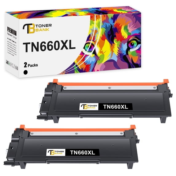 Toner Bank TN660 Toner Cartridge High Yield Compatible for Brother TN-660 TN630 TN-630 HL-L2380DW L2360DW MFC-L2700DW L2740DW DCP-L2540DN Printer Ink (Black, 2-Pack)