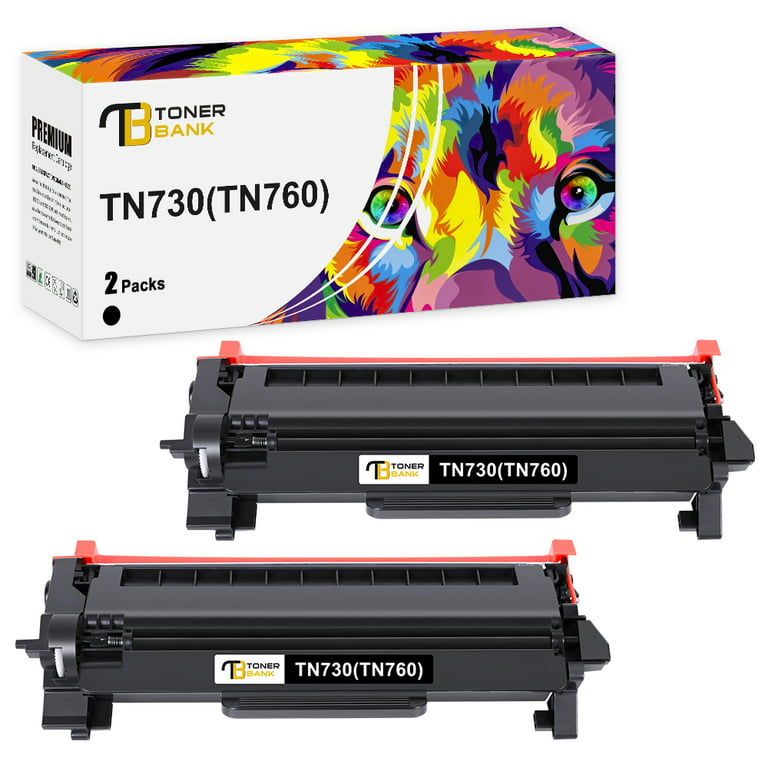 2PK TN760 Toner Cartridge for Brother DCP-L2550DW / HL-L2350DW Printer