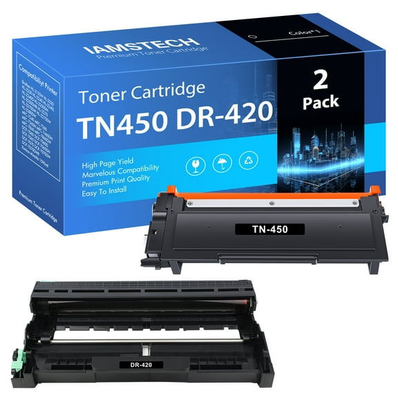 Toner Cartridge and Drum Unit Compatible for Brother TN450 TN420 DR420 use with HL-2270dw HL-2280dw HL-2230 HL-2240d MFC-7240 MFC-7360n MFC-7860dw 3 Packs (1 Drum + 1 Toner)