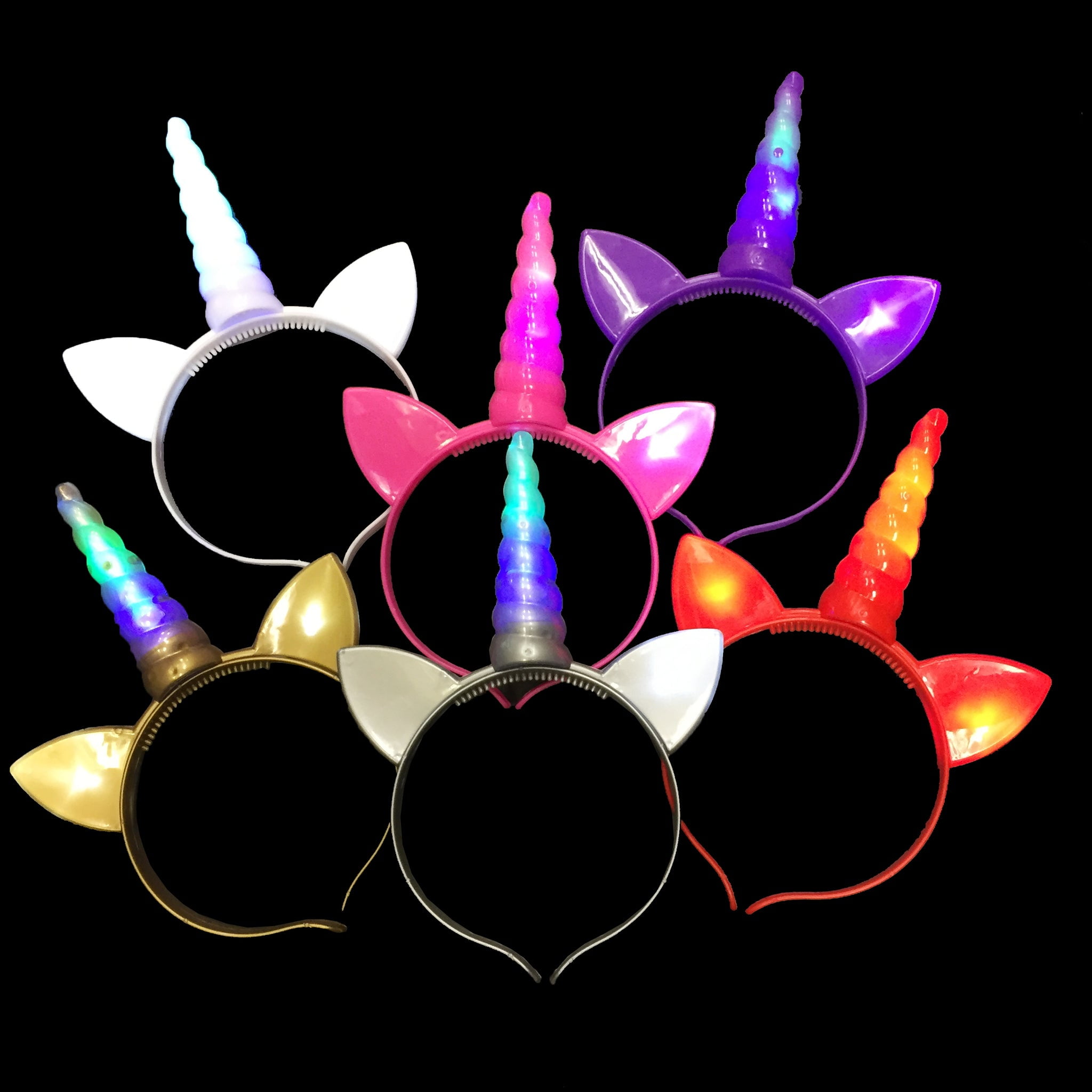 Toner Depot Unicorn Headbands with Lights Up, 6 Pack