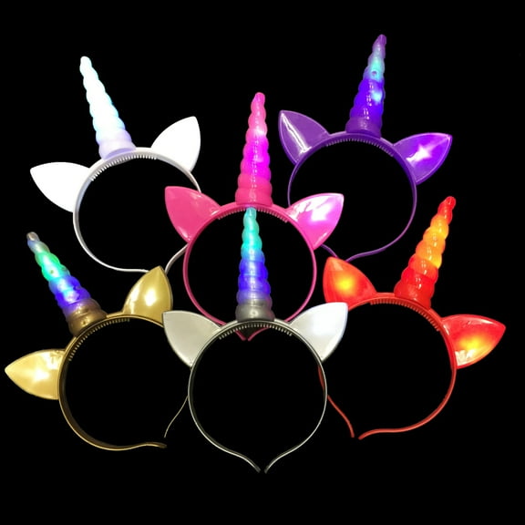 Toner Depot Unicorn Headbands with Lights Up, 6 Pack