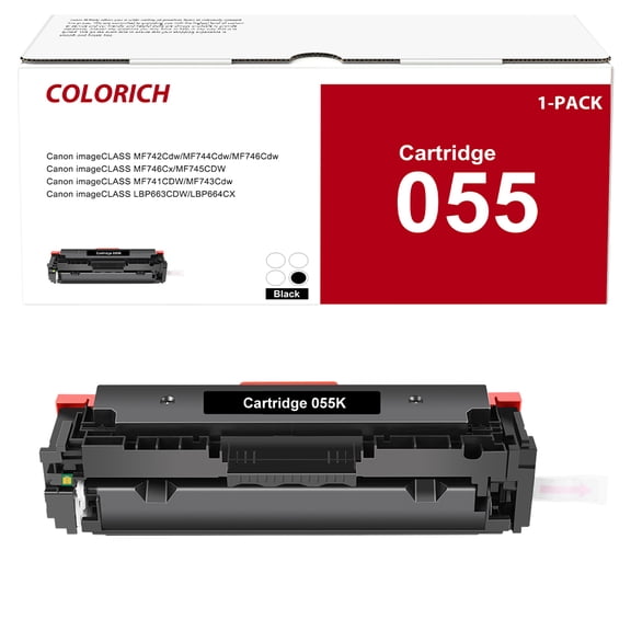 Colorich 055 Toner Cartridge with Chip Compatible for Canon 055 055H Color imageCLASS MF746Cdw LBP664Cdw MF741Cdw MF743Cdw MF745Cdw Printer (Black, 1-Pack)
