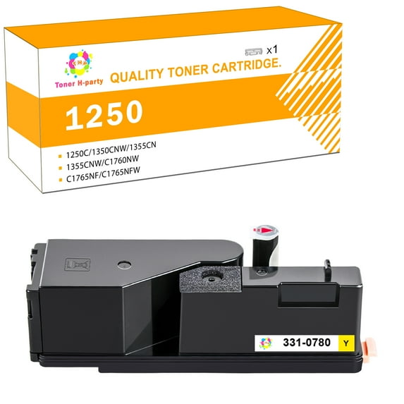 Toner H-Party 1-Pack Compatible 1250 Toner Cartridge for Dell 1250 331-0779 1250C 1350CNW 1355CN 1355CNW C1760NW C1765NF C1765NF Printer Ink Yellow