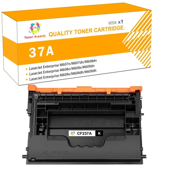 Toner H-Party 1-Pack Compatible 37A 37X Toner Cartridge for HP CF237A CF237X LaserJet Enterprise M607n M607dn M608dn M608x M609dn MFP M632h M632fht M631z Flow MFP M631h M632z M633z Black